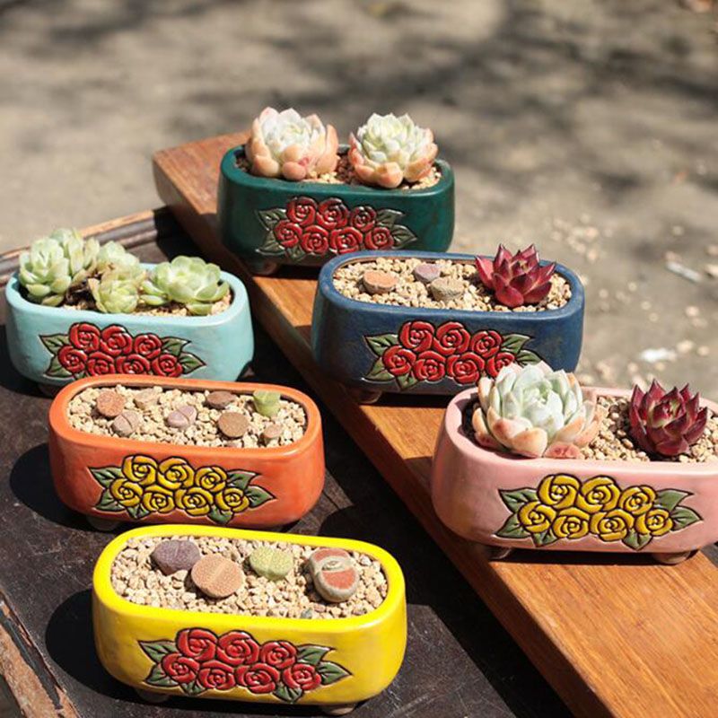 Bonsai Garden Europe - السيراميك مستطيل الأزهار نمط وعاء النبات